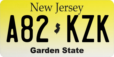 NJ license plate A82KZK