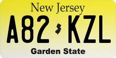 NJ license plate A82KZL