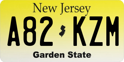 NJ license plate A82KZM