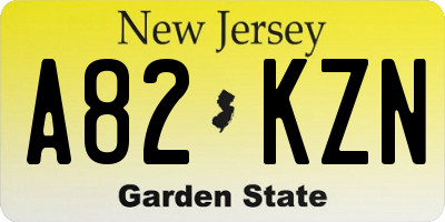 NJ license plate A82KZN