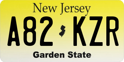 NJ license plate A82KZR