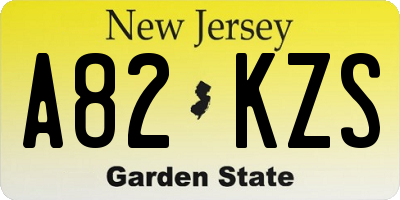 NJ license plate A82KZS