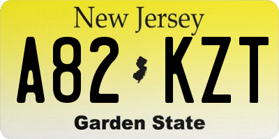 NJ license plate A82KZT