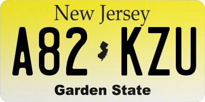 NJ license plate A82KZU