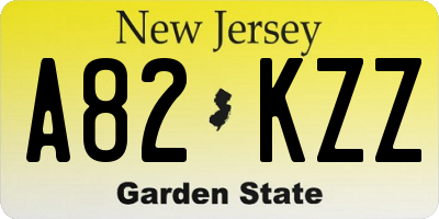 NJ license plate A82KZZ