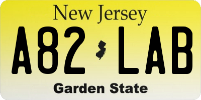 NJ license plate A82LAB