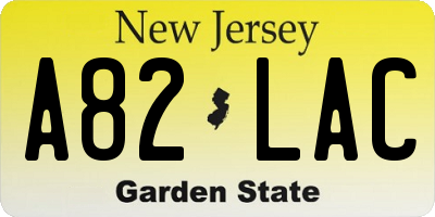 NJ license plate A82LAC