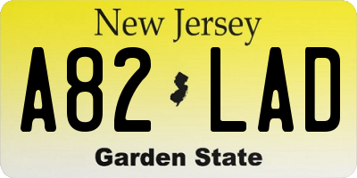 NJ license plate A82LAD