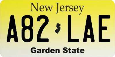 NJ license plate A82LAE