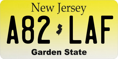 NJ license plate A82LAF