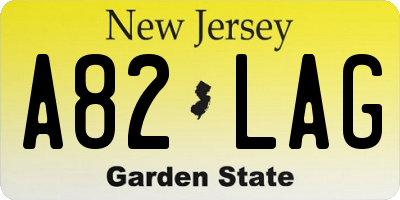 NJ license plate A82LAG