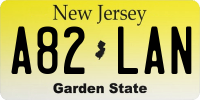 NJ license plate A82LAN