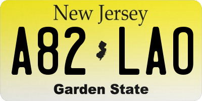 NJ license plate A82LAO