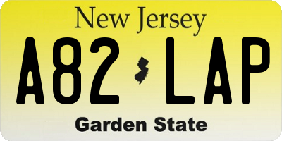 NJ license plate A82LAP