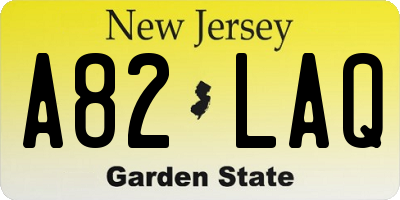 NJ license plate A82LAQ