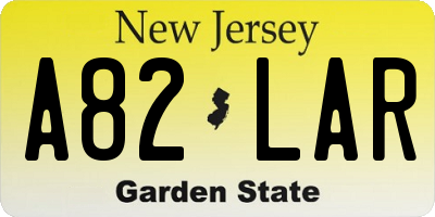NJ license plate A82LAR