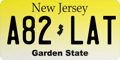 NJ license plate A82LAT