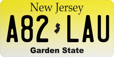 NJ license plate A82LAU