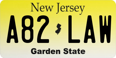 NJ license plate A82LAW