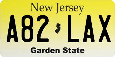 NJ license plate A82LAX