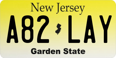 NJ license plate A82LAY