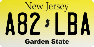 NJ license plate A82LBA