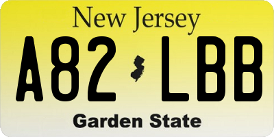 NJ license plate A82LBB