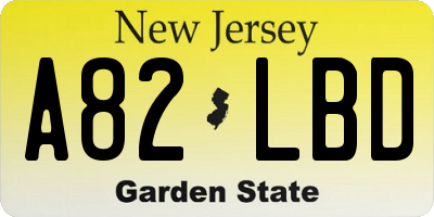NJ license plate A82LBD