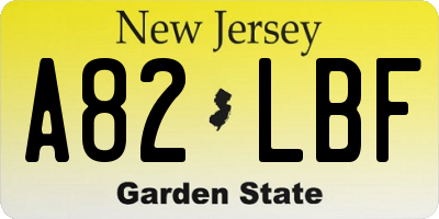 NJ license plate A82LBF