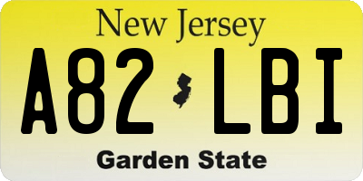 NJ license plate A82LBI
