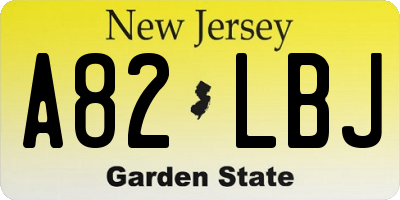 NJ license plate A82LBJ
