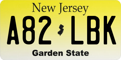 NJ license plate A82LBK