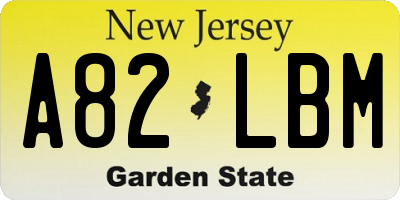 NJ license plate A82LBM