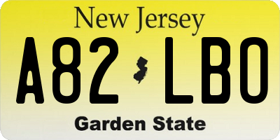 NJ license plate A82LBO
