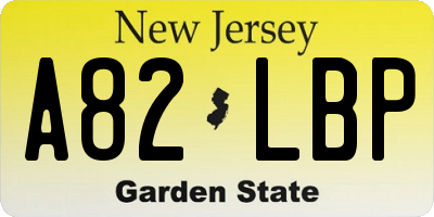 NJ license plate A82LBP
