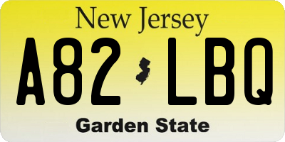 NJ license plate A82LBQ