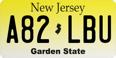 NJ license plate A82LBU