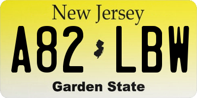NJ license plate A82LBW