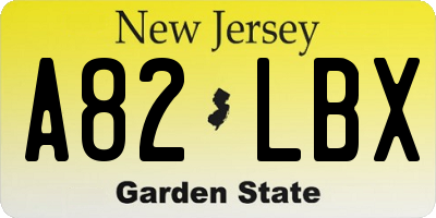 NJ license plate A82LBX