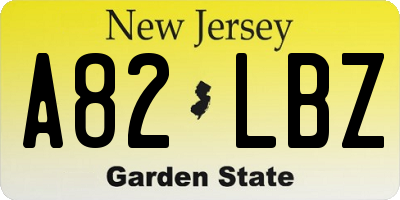 NJ license plate A82LBZ