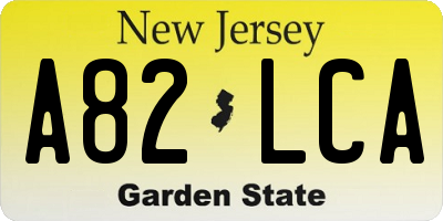 NJ license plate A82LCA