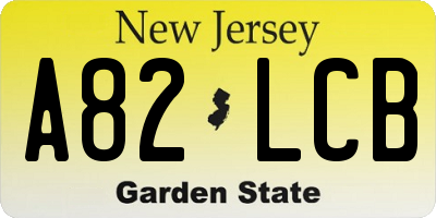 NJ license plate A82LCB
