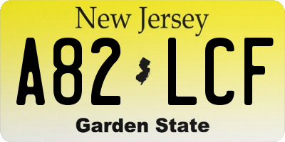 NJ license plate A82LCF