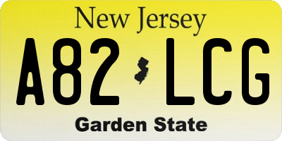 NJ license plate A82LCG