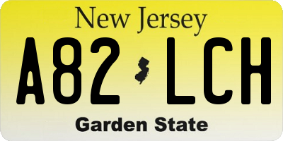 NJ license plate A82LCH