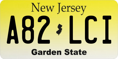 NJ license plate A82LCI