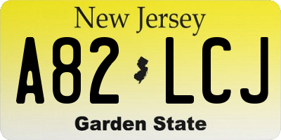 NJ license plate A82LCJ