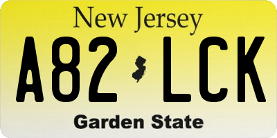 NJ license plate A82LCK