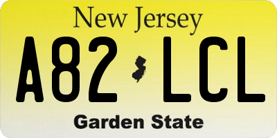 NJ license plate A82LCL