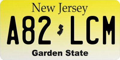 NJ license plate A82LCM